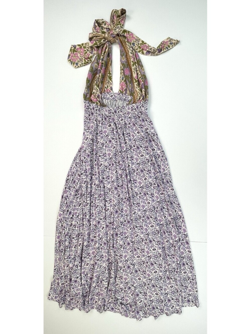 Spell & The Gypsy Sienna Halter Maxi Dress M Lilac Mixed Print Viscose Boho - Picture 4 of 8